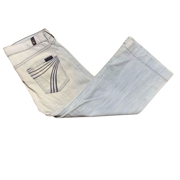 NWT 7 for All Mankind Dojo Crop Capri Wide Leg Light Wash Denim Rigid Jean 25 - Picture 7 of 10